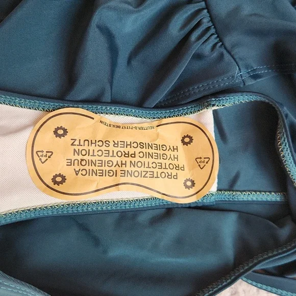 Women's Elegant Forest Green, Sheer Detail,Summer, Vacation, One-Piece Swimsuit - Picture 9 of 9